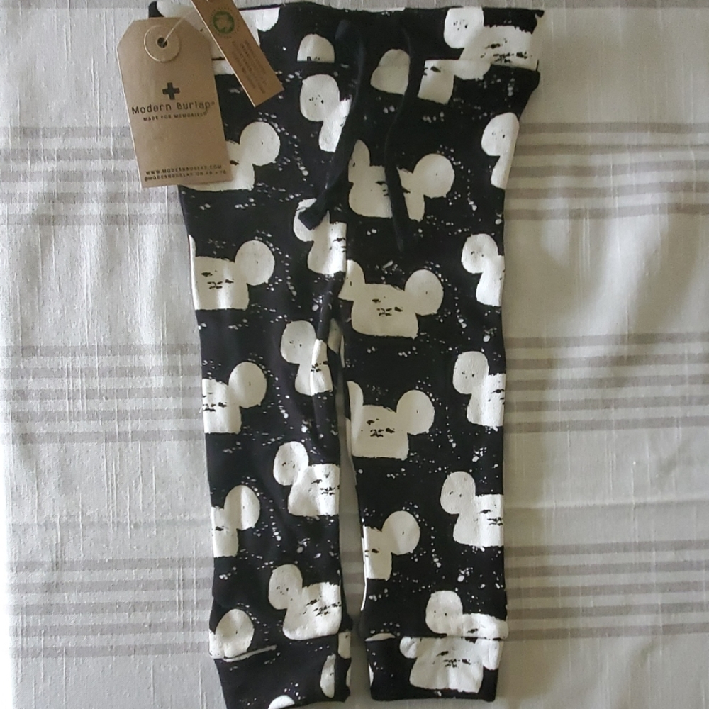 Modern Burlap Modern Mouse B & W Basic Pants